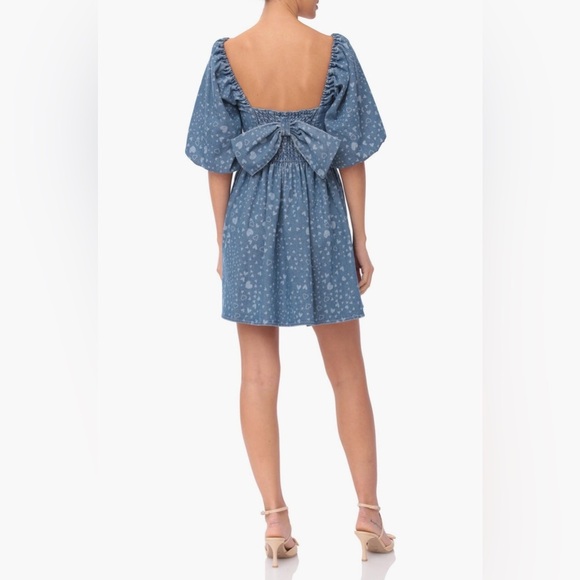NWT Avec Les Filles Heart Puff Sleeve Babydoll Minidress - Picture 2 of 6